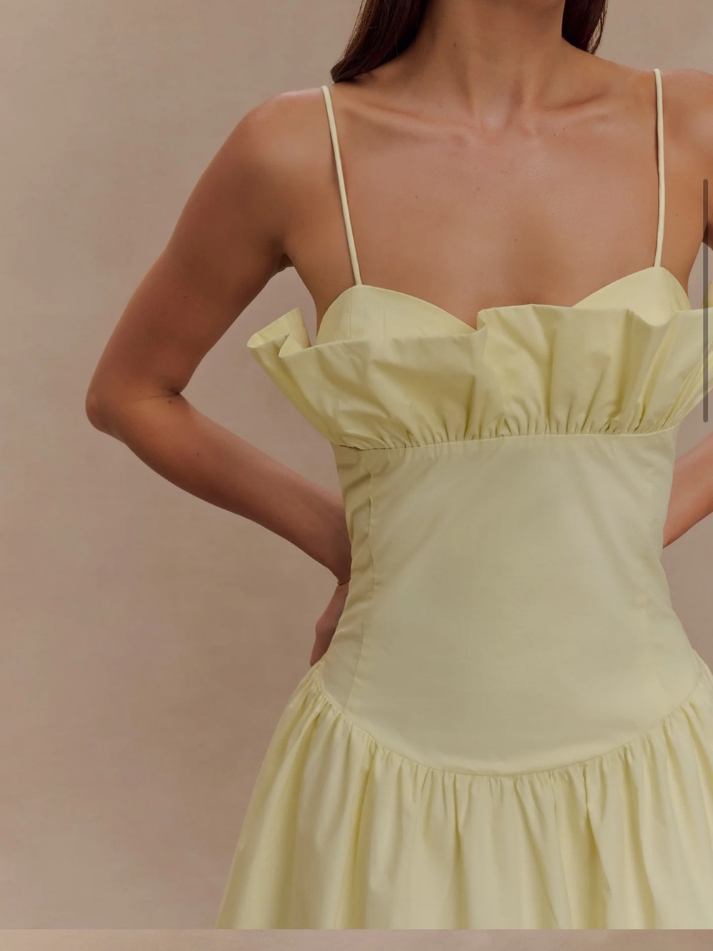 Meshki Janis Cotton Frill Maxi Dress - Lemon - Picture 3 of 5